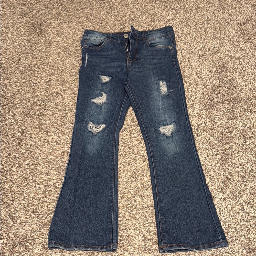 Hudson Jeans Blue Flared Distressed Denim